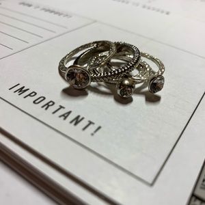 5 Silver Ring Set